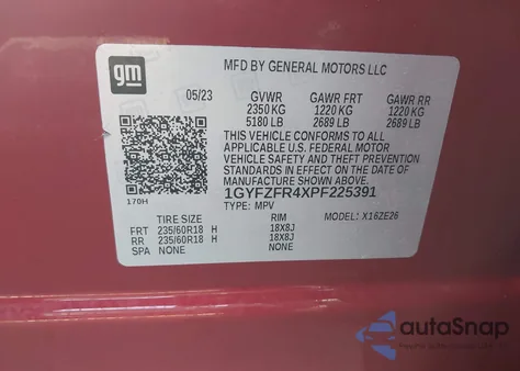 2023 Cadillac Xt4 Awd Sport from USA, damaged, VIN 1GYFZFR4XPF225391